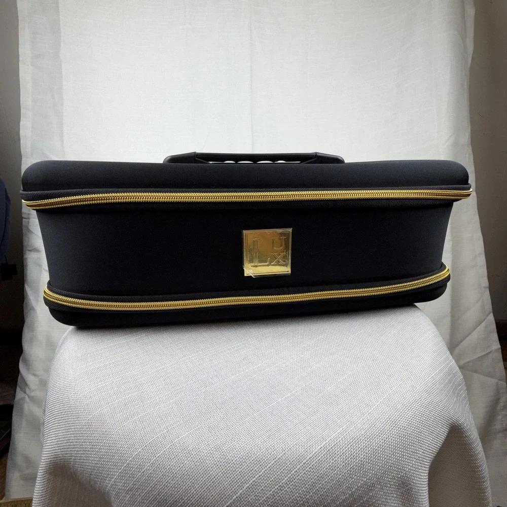 LUX Black Hard Shell Travel Case Organizer Bag Hairdryer Hot‎ Tools Storage